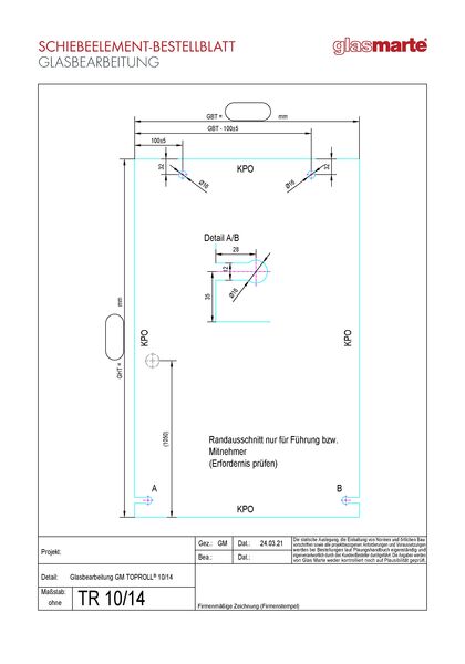 Bestellblatt: GM TOPROLL® 10/14 Schiebeelement