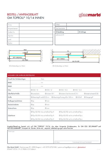 Anfrage-/Bestellformular: GM TOPROLL® 10/14 INNEN 