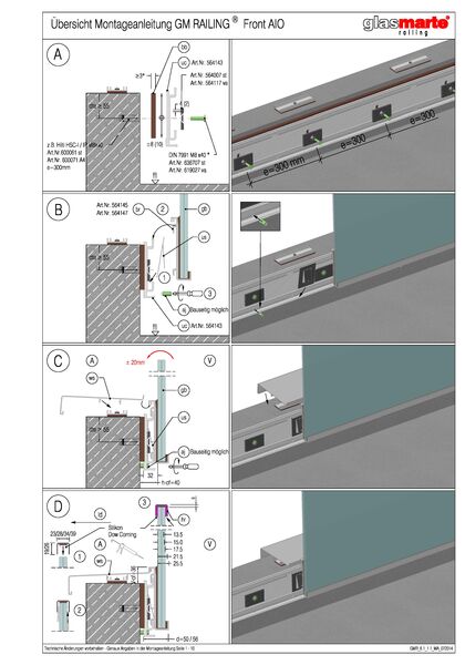 Montageanleitung: Glasgeländer-System GM RAILING® FRONT AIO