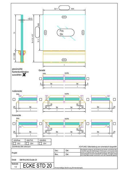 Bestellformular Glasgeländer-System GM RAILING® DOUBLE 20