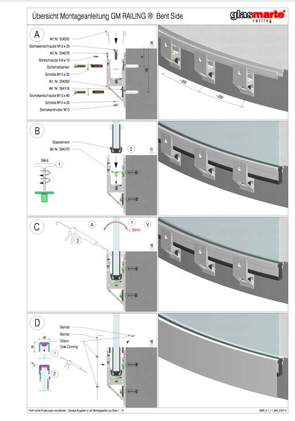 Montageanleitung Glasgeländer-System GM RAILING® BENT SIDE
