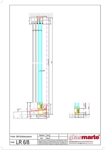 Detailzeichnung: Schiebesystem GM LIGHTROLL® 6/8