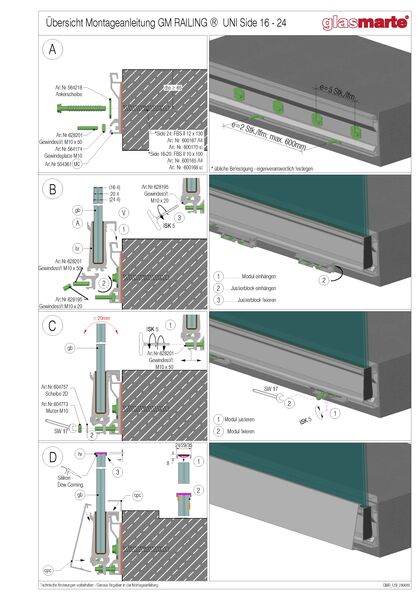 Montageanleitung: Glasgeländer-System GM RAILING® UNI SIDE