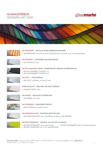 Inhalt Glas Marte Glasmusterbox