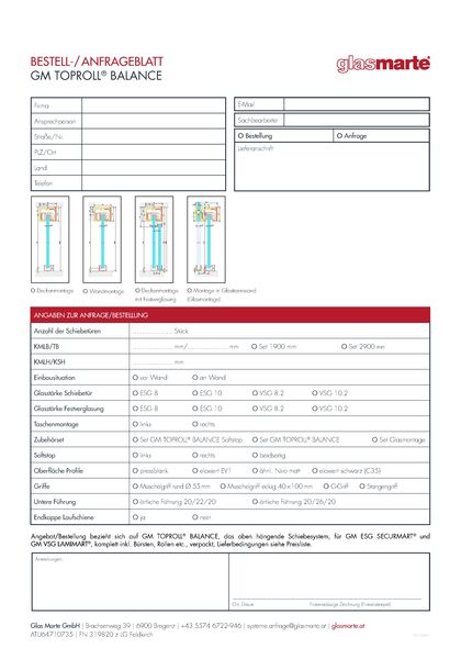 Anfrage-/Bestellformular: GM TOPROLL® BALANCE 